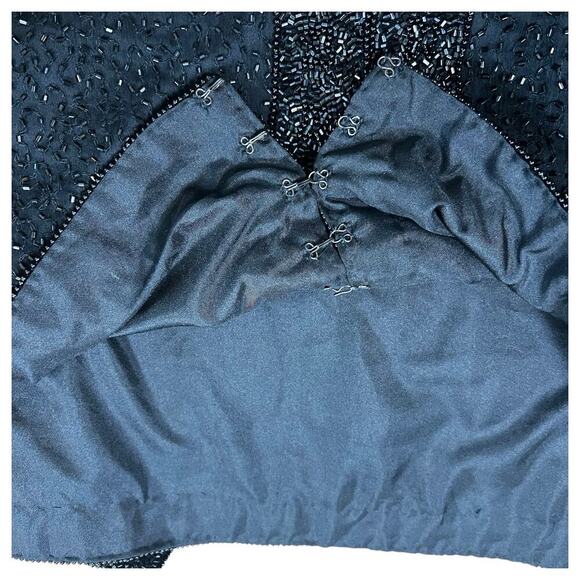 Stenay Black Beaded Formal Short Sleeve Silk Jacket Blouse Size Large - Picture 7 of 8